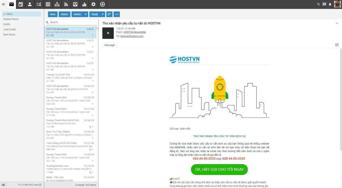 Giao diện Inbox